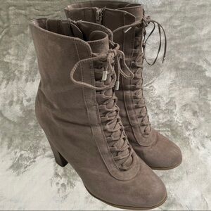 Carlos Santana Sandra Lace Up Chunky Heel Faux Suede Boots Size 10